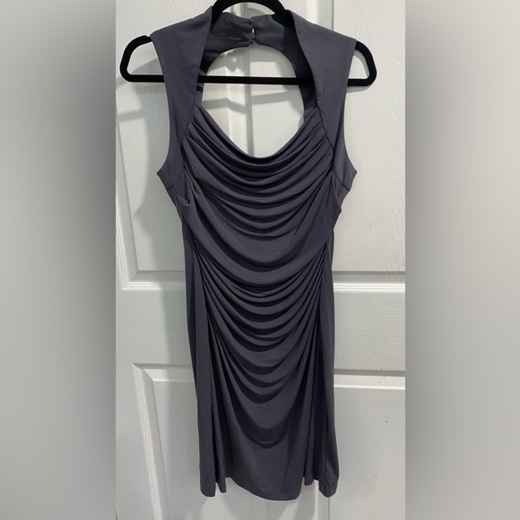 Spense Ruched Grey Dress Size 6. Ruching on the dress is very flattering. - Picture 1 of 4